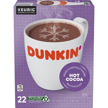 Dunkin&#39; Milk Chocolate Hot Cocoa K-Cup&#174; Pods, 22/BX