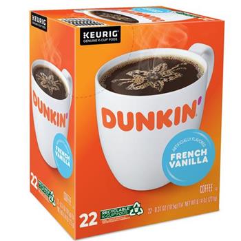 Dunkin&#39; French Vanilla Coffee K-Cup&#174; Pods, Light Roast, 22/BX