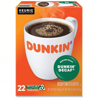 Dunkin&#39; Decaf Coffee K-Cup&#174; Pods, Medium Roast, 22/BX