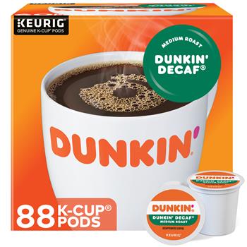 Dunkin&#39; Decaf Coffee K-Cup&#174; Pods, Medium Roast, 22/BX, 4 BX/CT