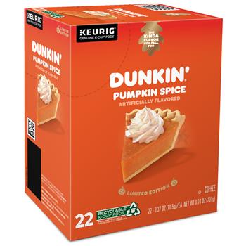Dunkin&#39; Pumpkin Spice K-Cup Pods, Medium Roast, 22/BX