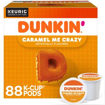 Dunkin&#39; Caramel Me Crazy K-Cup Pods, Medium Roast, 4 Boxes of 22 Pods, 88/Carton