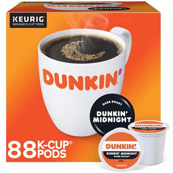 Dunkin&#39; Midnight Coffee K-Cup&#174; Pods, Dark Roast, 22/BX, 4 BX/CT