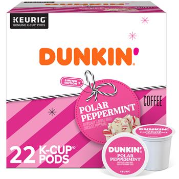 Dunkin&#39; Polar Peppermint Coffee K-Cup Pods, Medium Roast, 22/Box