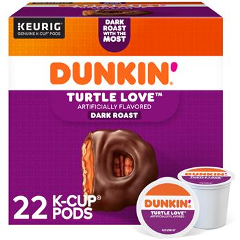 Dunkin&#39; Turtle Love Flavored Coffee K-Cup Pods, Dark Roast, 22/Box