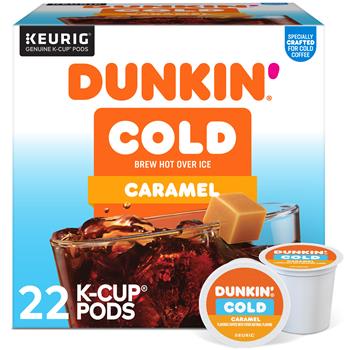 Dunkin&#39; Caramel Cold Brew Coffee K-Cup Pods, Medium-Dark Roast, 22 Pods/Box