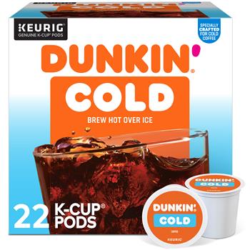 Dunkin&#39; Regular Cold Brew Coffee K-Cup Pods, Medium-Dark Roast, 22 Pods/Box