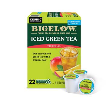 Bigelow Tropical Iced Green Tea, K-Cup Pods, 22/BX