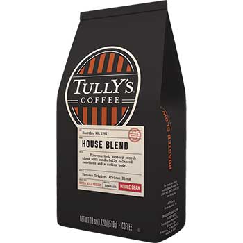 Tully&#39;s Coffee Whole Bean Coffee, House Blend, 18 oz.