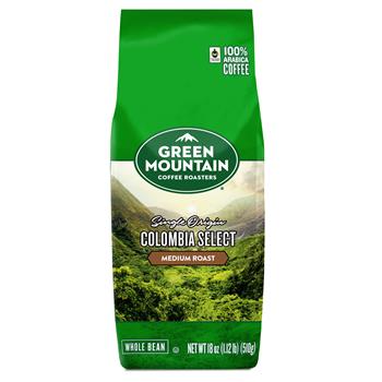 Green Mountain Coffee Colombia Select Whole Bean Coffee, Medium Roast, 18 oz, 6/Case