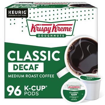 Krispy Kreme Doughnuts Classic Decaf Coffee, K-Cup Pods, 4 Boxes of 24 Pods, 96/Case