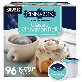 Cinnabon Classic Cinnamon Roll Coffee K-Cup Pods, 4 Boxes of 24 Pods, 96/Carton