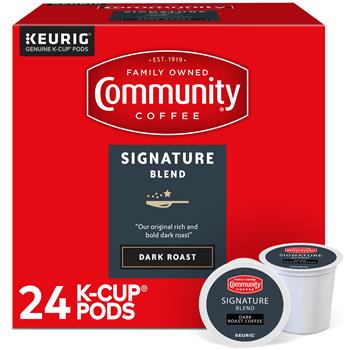 Community Coffee Signature Blend, K-Cup Pods, Dark Roast, 24/Box