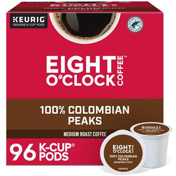 Eight O&#39;Clock Colombian Peaks Coffee K-Cup Pods, 4 Boxes of 24 Pods, 96/Carton