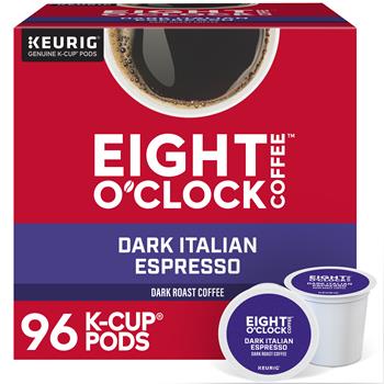 Eight O&#39;Clock Dark Italian Roast K-Cup Pods, Dark Roast, 4 Boxes of 24 Pods, 96/Carton