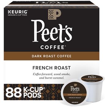 Peet&#39;s Coffee &amp; Tea French Roast Coffee K-Cup Pods, 4 Boxes of 22 Pods, 88/Carton