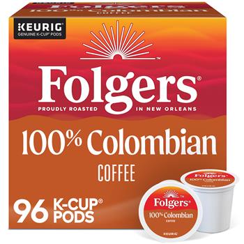 Folgers Gourmet Selections Lively Colombian Coffee K-Cup Pods, 4 Boxes of 24 Pods, 96/Case
