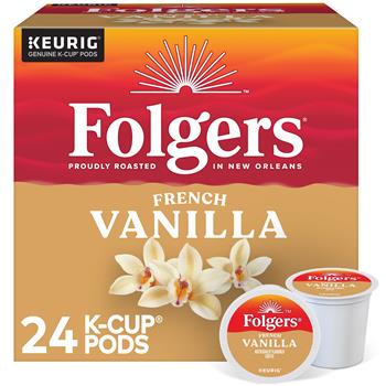 Folgers French Vanilla Coffee K-Cup&#174; Pods, Medium Roast, 24/Box