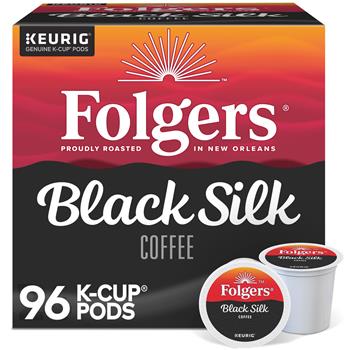 Folgers Gourmet Selections Black Silk Coffee K-Cup Pods, 4 Boxes of 24 Pods, 96/Carton