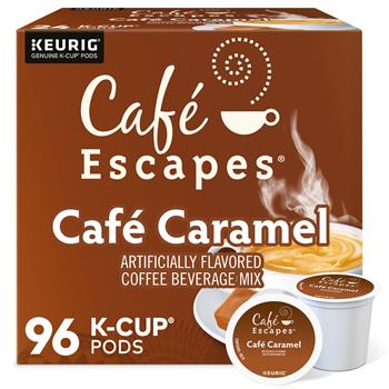 Caf&#233; Escapes Caf&#233; Caramel K-Cup Pods, 4 Boxes of 24 Pods, 96/Case