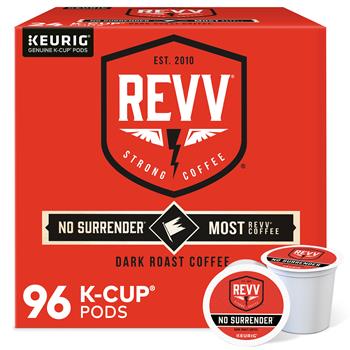 revv No Surrender™ Coffee K-Cup Pods, 4 Boxes of 24 Pods, 96/Carton