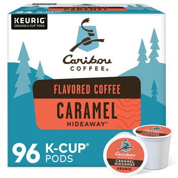 Caribou Coffee K-Cup Pods, Caramel Hideaway, Mild Roast, 4 Boxes of 24 Pods, 96/Carton