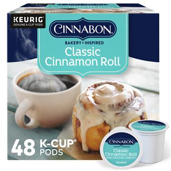 Cinnabon Classic Cinnamon Roll K-Cup Pods, Light Roast Coffee, 48/Box