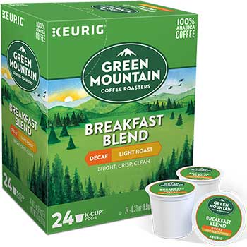Green Mountain Coffee Breakfast Blend Decaf Coffee K-Cup&#174; Pods, 24/BX