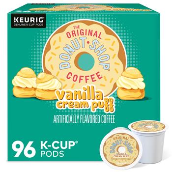 The Original Donut Shop Vanilla Cream Puff K-Cup Pods, Medium Roast, 4 Boxes of 24 Pods, 96/Carton