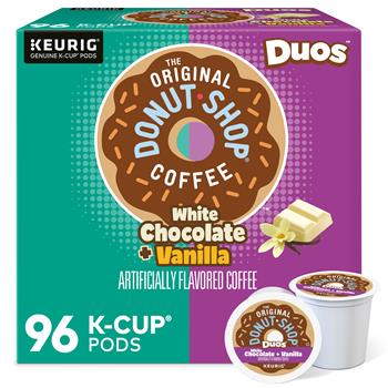 The Original Donut Shop Duos White Chocolate + Vanilla K-Cup Pods, Medium Roast, 4 Boxes of 24 Pods, 96/Carton