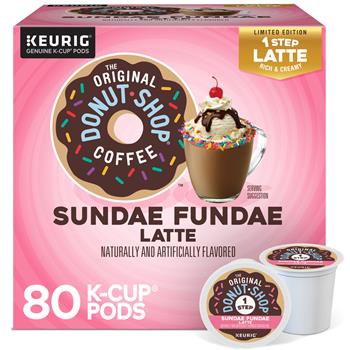 The Original Donut Shop Sundae Fundae One Step Latte K-Cup Pods, Dark Roast, 4 Boxes of 20 Pods, 80/Carton