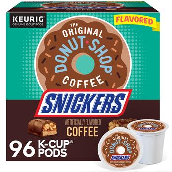 The Original Donut Shop Snickers K-Cup Pods, Light Roast, 4 Boxes of 24 Pods, 96/Carton