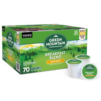 Green Mountain Coffee Roasters Breakfast Blend Coffee K-Cup Pods, Light Roast, 70/Box, 4 Boxes/Case