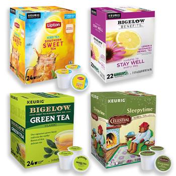 W.B. Mason Co. K-Cup Tea Variety Pack, Green/Sleepytime/Lemon &amp; Echinacea Herbal/Southern Sweet Iced, 4 Individual Boxes, 94 Pods/Carton