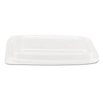 Genpak Microwaveable Container Lid, Plastic, Rectangular, 24-32 oz, Clear, 75/Bag