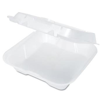 Genpak Snap-It Vented Foam Hinged Container, White, 9-1/4 x 9-1/4 x 3, 100/Bag, 2/CT