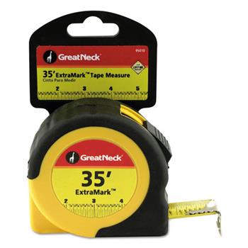 Great Neck ExtraMark Tape Measure, 1&quot; x 35ft, Steel, Yellow/Black