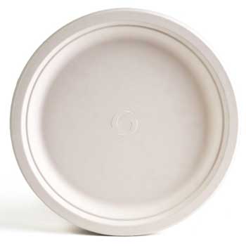 Green Wave Round Plates, Bagasse, 6&quot;, White, 1000 Plates/Carton