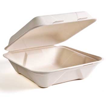 Green Wave 1-Compartment Bagasse Container, 9&quot;x6&quot;x3&quot;, 300/CT