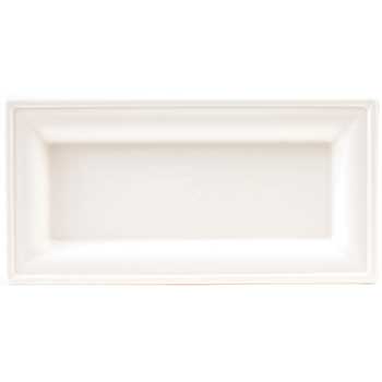 Green Wave Compostable Rectangular Tray, Sugarcane and Bamboo, 6&quot; W x 10&quot; L, White, 300 Trays/Carton