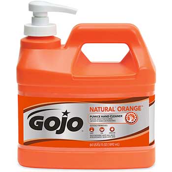 GOJO Natural Orange Pumice Hand Cleaner Pump Bottle, 0.5 Gal, Citrus Scent, 4/Carton