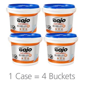 GOJO FAST TOWELS™ Hand and Surface Towels, 7 3/4 x 11, 130/Bucket, 4 Buckets/CT