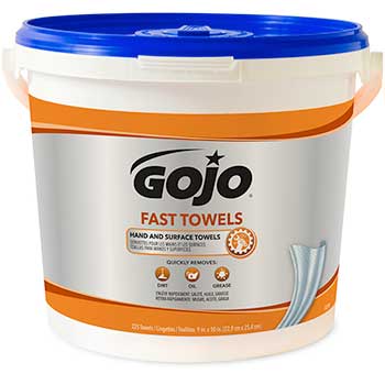 GOJO FAST TOWELS™ Hand and Surface Towels, 9 x 10, White, 225/Bucket, 2 Buckets/CT