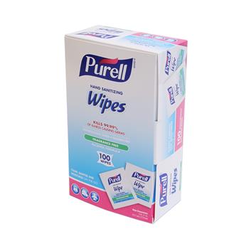 PURELL Hand Sanitizing Wipes Alcohol Formula, 100 Individually-Wrapped Wipes in Box, 5&quot; x 7&quot;