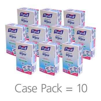PURELL Hand Sanitizing Wipes Alcohol Formula, 100 Individually-Wrapped Wipes in Box, 5&quot; x 7&quot;, 10/CT