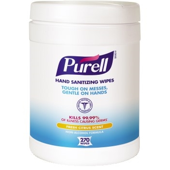 PURELL&#174; Hand Sanitizing Wipes, 6 x 6 3/4&quot;, White, 270/Canister, 6 Canisters/CT