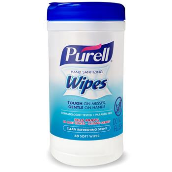 PURELL Hand Sanitizing Wipes, 5 7/10 x 7 1/2, Clean Refreshing Scent, 40/Canister
