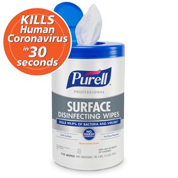 PURELL Professional Surface Disinfecting Wipes, 7&quot;x10&quot;, 110/Canister