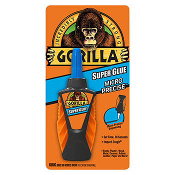 Gorilla Glue Super Glue Micro Precise, 0.19 oz Bottle, Dries Clear, 4/Carton