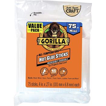 Gorilla Glue Mini Hot Glue Sticks, Clear, 75/Pack